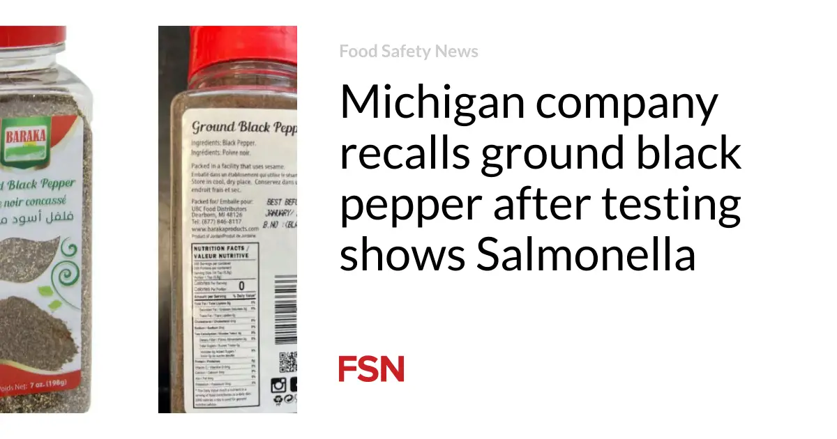 Michigan company recalls ground black pepper after testing shows Salmonella