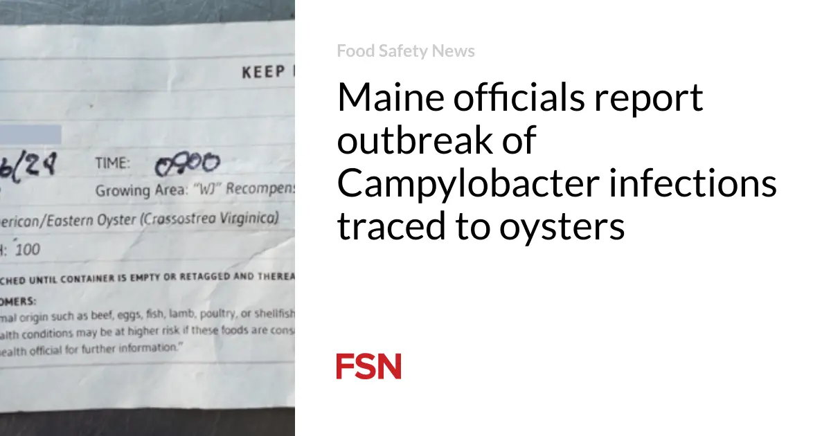 Maine officials report outbreak of Campylobacter infections traced to oysters