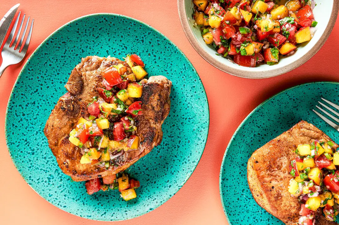 Pork Chops With Tomato-Peach Salsa Recipe