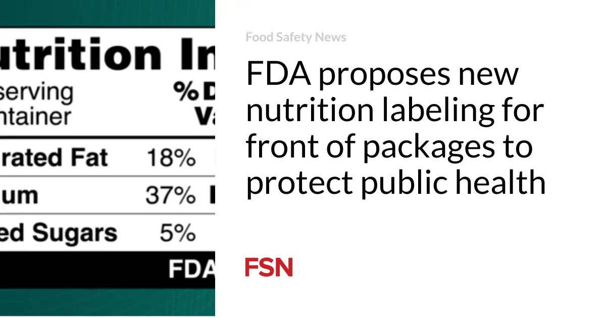 FDA proposes new nutrition labeling for front of packages to protect public health